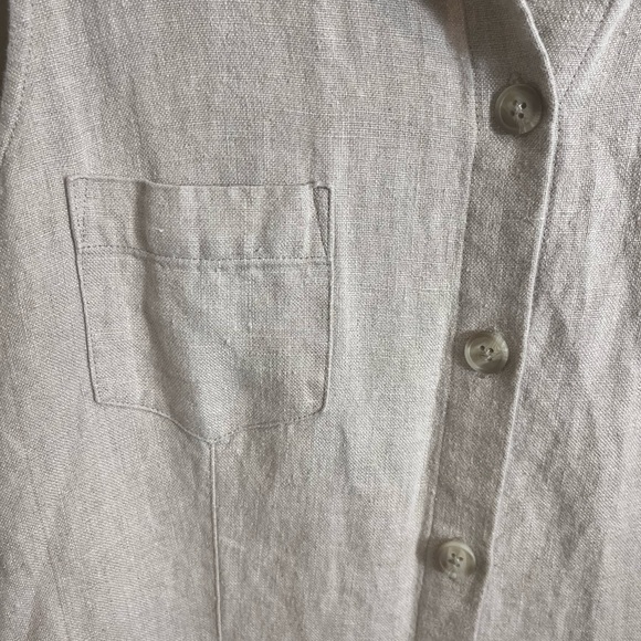 Vintage GEOFFREY BEENE SPORT Beige 100% Linen Collared Maxi Shirt Dress Size 4 - Picture 5 of 8